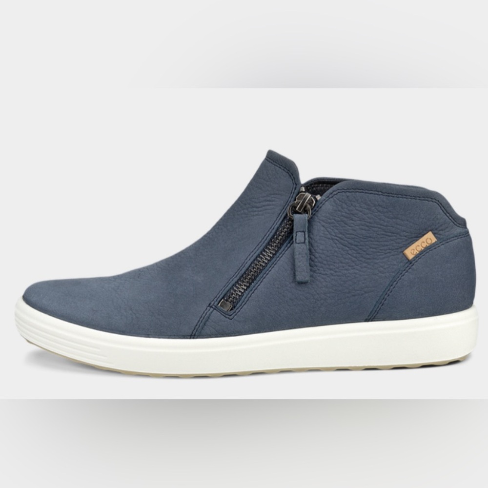 ECCO Soft 7 Women's Nubuck Leather Zip Bootie Blue Size EU 40 9-9.5 US